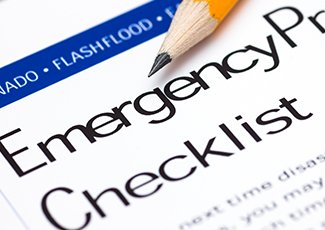 Emergency Checklist and pencil